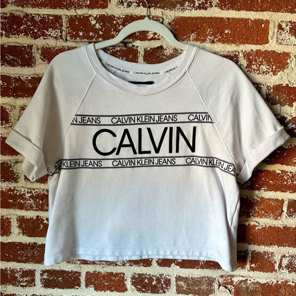 Calvin Klein Jeans Short Sleeve Cropped Sweatshirt - Picture 7 of 8